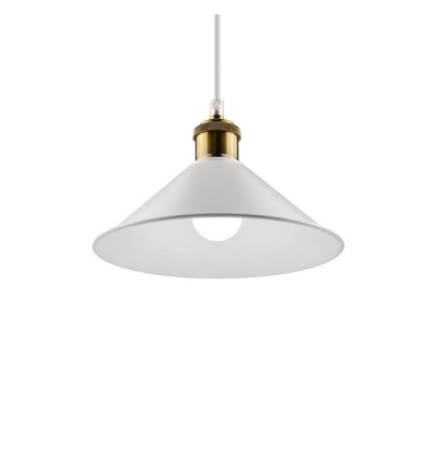 MOKKA Hvid Ø22cm pendel/cafe-pendel - E27 fatning, 2m ledning, Hvid/messing