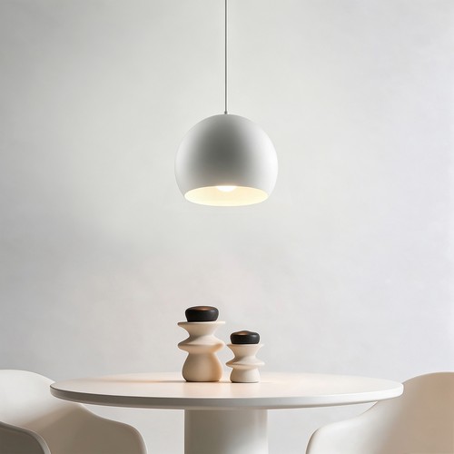 Hvid Ø20cm pendel - E27 fatning, 2m ledning, Metal