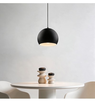 Sort Ø20cm pendel - E27 fatning, 2m ledning, Metal