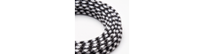 5m Stofledning 2x0.75 mm², tekstil - 230V, Sort/hvid tern