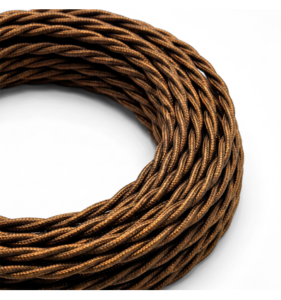 5m Stofledning 2x0.75 mm², tekstil - 230V, Brun twistet