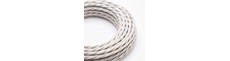 5m Stofledning 2x0.75 mm², tekstil - 230V, Hvid creme twistet