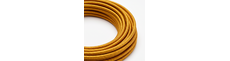 5m Stofledning 2x0.75 mm², tekstil - 230V, Guldfarvet