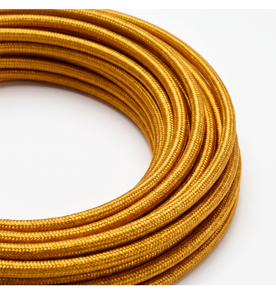 5m Stofledning 2x0.75 mm², tekstil - 230V, Guldfarvet