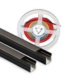 240cm LED Akustikpanel-sæt, sort - 2 stk. CCT LED strips (240cm) m. 78W strømforsyning - WiFi eller RF