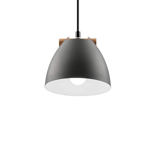 Grå Ø16cm pendel - E27 fatning, 2m ledning, Metal / Træ