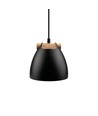 Sort Ø16cm pendel - E27 fatning, 2m ledning, Metal / Træ