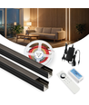 240cm LED Akustikpanel-sæt, sort - 2 stk. Enkeltfarvet LED strips (240cm) m. 78W strømforsyning - WiFi eller RF