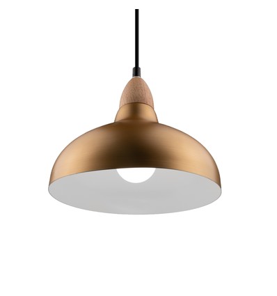 BIRK Børstet Messing Ø19cm pendel - E27 fatning, 2m ledning, Aluminium