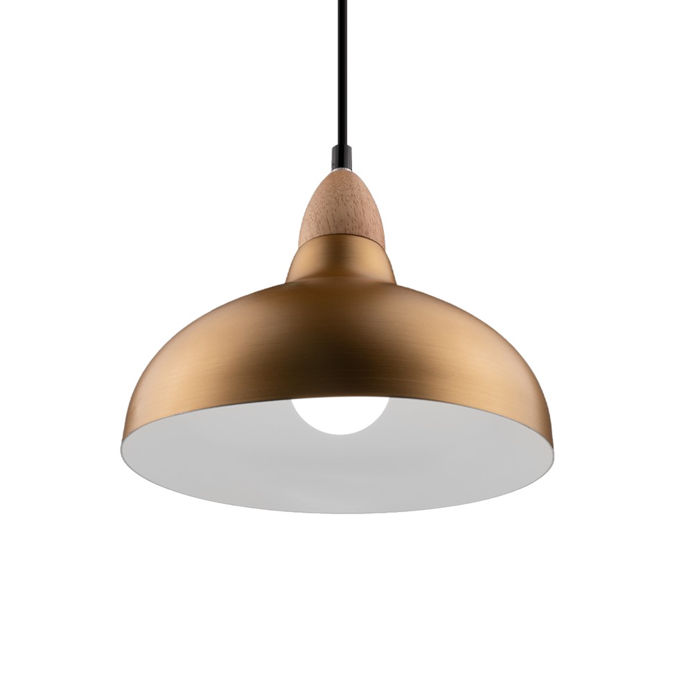 BIRK Børstet Messing Ø24cm pendel - E27 fatning, 2m ledning, Aluminium