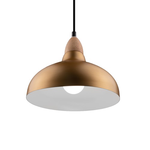 BIRK Børstet Messing Ø24cm pendel - E27 fatning, 2m ledning, Aluminium
