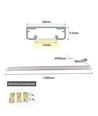 120cm LED touch skabsbelysning - 12V DC, 8W