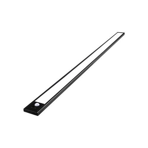 Batteri skabsbelysning - 80cm, Sort, PIR sensor, genopladelig