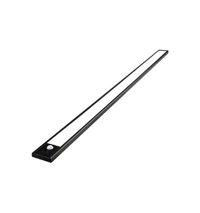 Batteri skabsbelysning - 80cm, Sort, PIR sensor, genopladelig