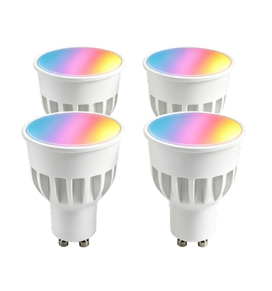 4x GU10 5W Smart Home LED pære - Bluetooth, virker med Google Home, Alexa og smartphones