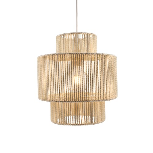 Beige Ø30cm pendel - E27 fatning, 2m ledning, flettet papirsnor