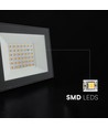 V-Tac 30W Slimline LED projektør - Sort hus, 4000K