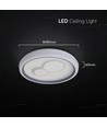 V-Tac 2x30W LED dekorativ loftslampe - Dæmpbar, 3-i-1 CCT, RF fjernbetjening, hvid/grå
