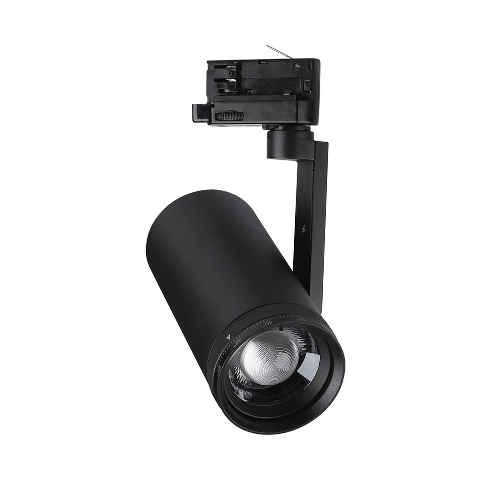 V-Tac 30W 3-faset zoombar skinnespot - CCT, 25 °-50 °, sort - Kulør : 3-i-1