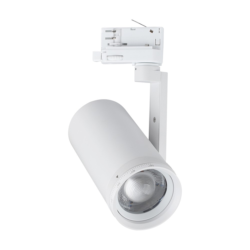 V-Tac 30W 3-faset CCT skinnespot - Zoombar 25 °-50 °, hvid - Kulør : 3-i-1