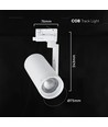 V-Tac 30W 3-faset CCT skinnespot - Zoombar 25°-50°, hvid