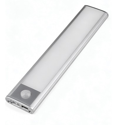 20cm 1,5W LED skabslampe med sensor - Sølv, genopladelig, IP20