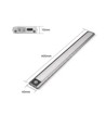 40cm 2W LED skabslampe med sensor - Sølv, genopladelig, IP20