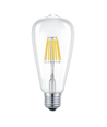 E27 6W LED filament pære - ST64, 800lm, klart glas, 2700K, varm hvid