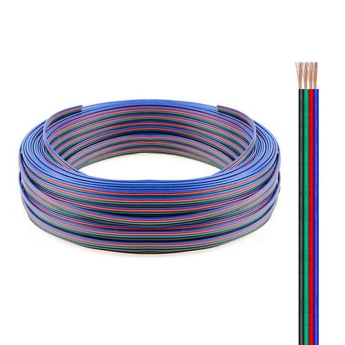 12-24V RGB ledning til LED strips - 4 ledet, 100 meter rulle