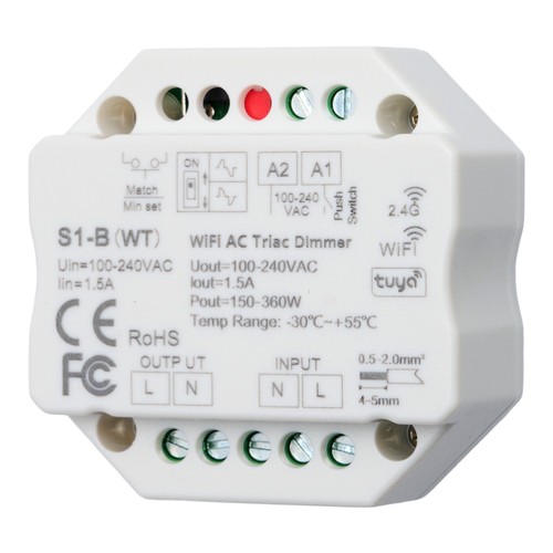 LEDlife rWave indbygningsdæmper - Tuya Smart/SmartLife, RF+Wifi, 200W LED dæmper, til indbygning