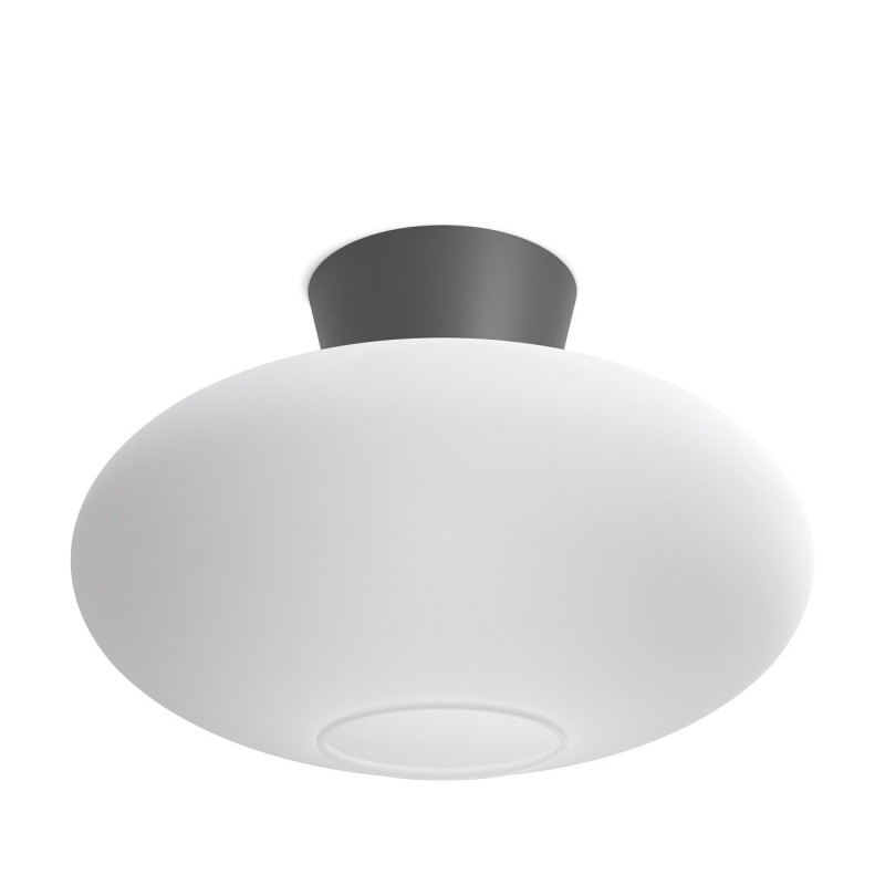 Se Bullo XL Plafond Lampe Ø38, E27 i Oxidgrå/Opal Glas - Belid hos detLED