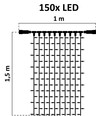 Restsalg: 23 Watt LED Lysgardin Lyskæde - 1x1,5 meter, Kold Hvid, 150 Led