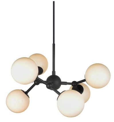 Halo Design - ATOM Chandelier 6L G9 sort/opal glas