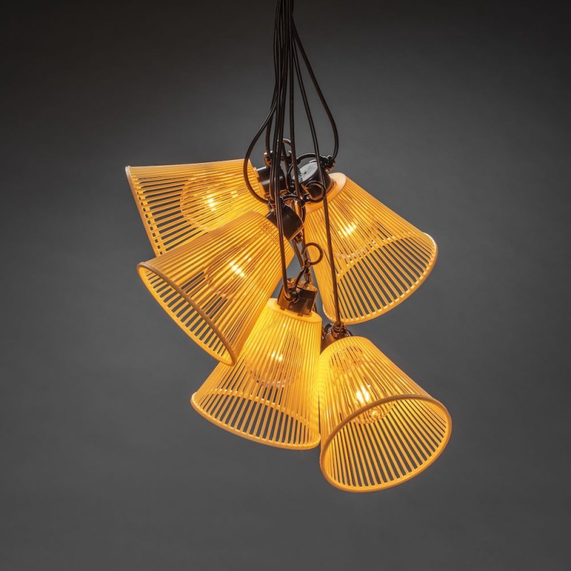 Party Lyskæde (udvidelsessæt) Med 10 Gule Lampeskærme og LED pærer
