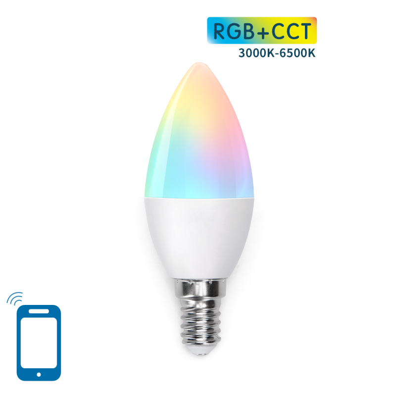 Aigostar SMART WiFi D37, E14 Mat LED Kertepære 5W i RGB+CCT