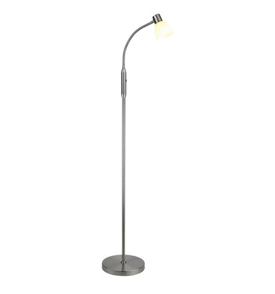 Halo Design - HUDSON Gulvl. LED 1L G9, Opal glas / B-Stål