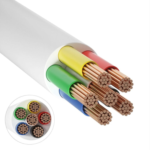 12-24V RGB+CCT kabel, hvid rund - 6 x 0,5 mm², metervare, min. 5 meter