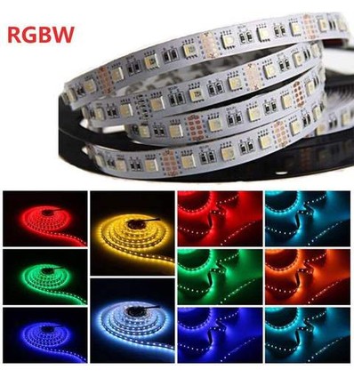 RGB+WW sæt: 5m LED strip, 60 LED, 10,8w, kontroller og transformator