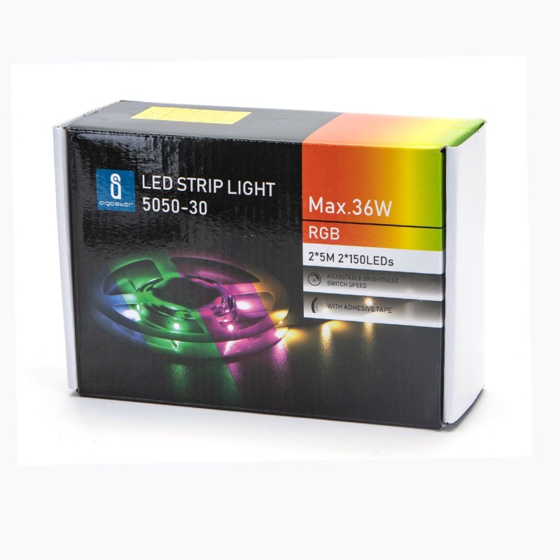 Aigostar RGB LED Strip Sæt 36W, IP65 (12V/230V) - 2 x 5 Meter