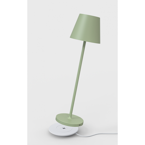 Opladelig bordlampe, udendørs, 2700K, RA97, dæmpbar, grøn, med opladerfod - Calida Mini