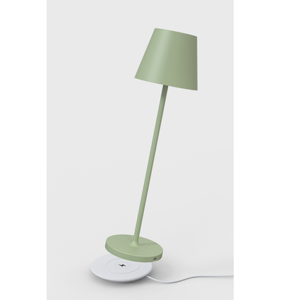 Opladelig bordlampe, udendørs, 2700K, RA97, dæmpbar, grøn, med opladerfod - Calida Mini