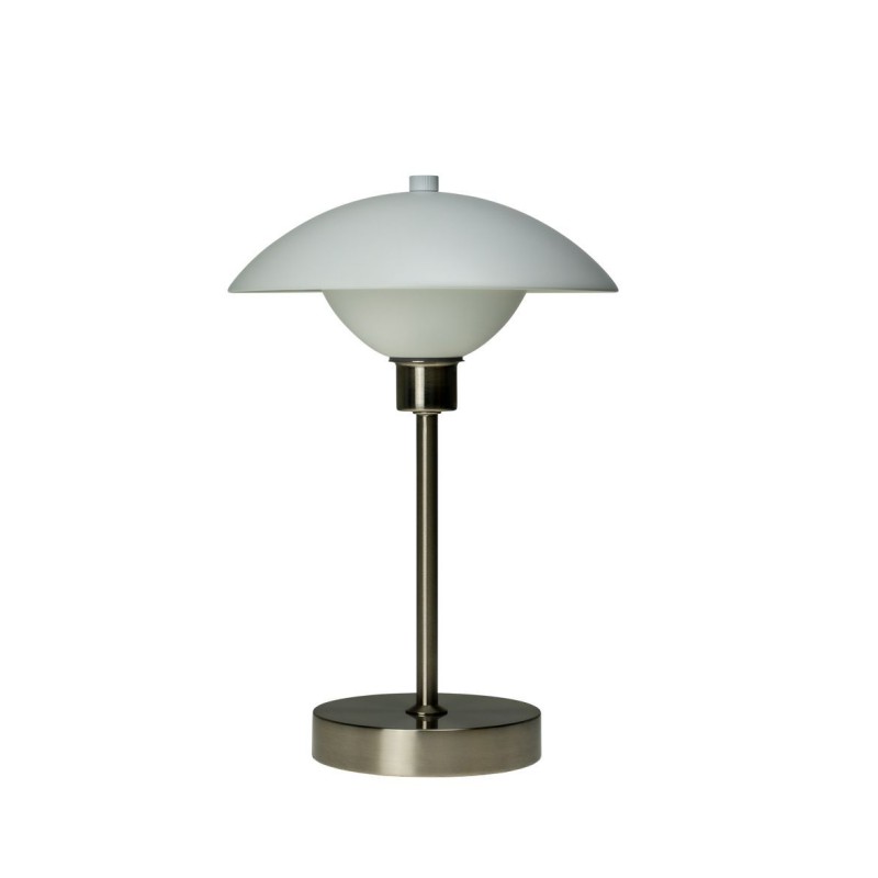 Roma LED bordlampe i hvid og børstet stål - Dyberg Larsen