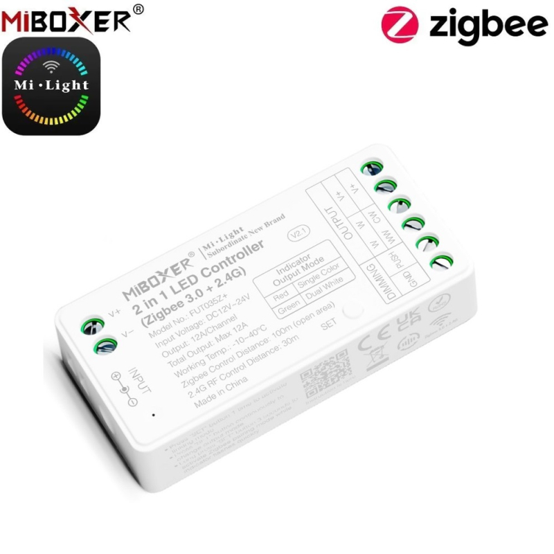Mi•Light ZigBee Controller 12V-24V Til Single Color & CCT LED