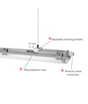 120cm Limea T8 LED armatur, gennemfortrådet - Til 1x 120cm LED rør, IP65 vandtæt