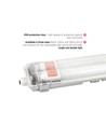 127cm Limea T8 LED armatur, gennemfortrådet - Til 1x 120cm LED rør, IP65 vandtæt