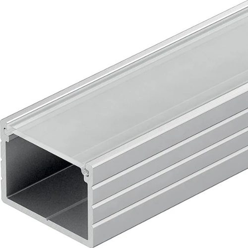 Aluprofil 18x13 til IP65 og IP68 LED strip - Bred, 1 meter, inkl. matteret cover og klips, anodiseret