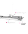 150cm Armatur + 2x LED rør T8 - IP65, gennemfortrådet