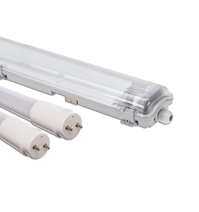 150cm Armatur + 2x LED rør T8 - IP65, gennemfortrådet