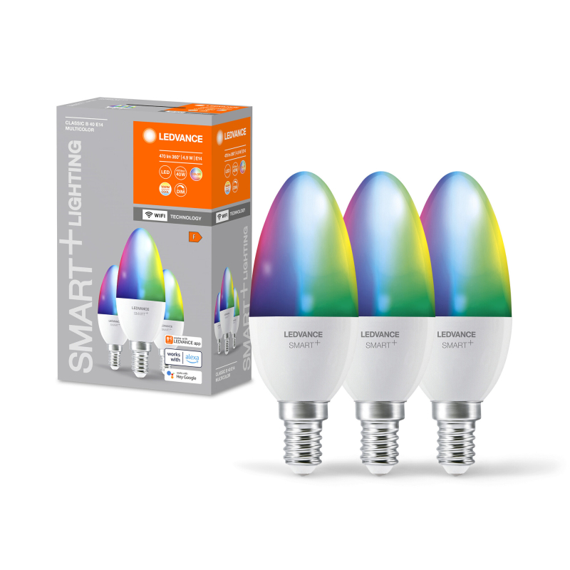 LEDVANCE SMART+ WiFi E14 LED Kertepære 4,9W RGB+CCT (3-Pak)