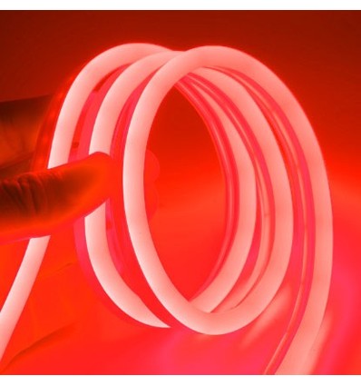 5m 8W/m Rød 8x16 Neon Flex LED - 12V DC, IP67